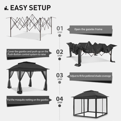 Gazebo escamotable en acier Cozywor de 11 pi x 11 pi avec moustiquaire