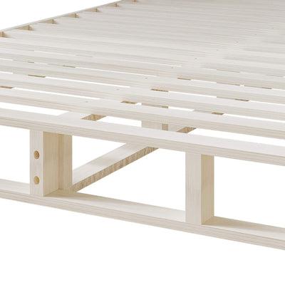 Sommier à ressorts en bois massif CraftPorch de 5 pouces avec lattes en bois et revêtement en lin gris chaud