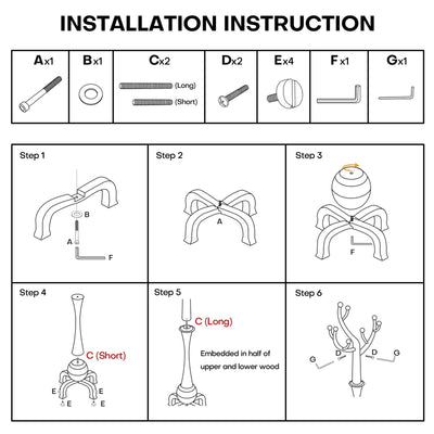 Porte-manteau autoportant en bois d'hévéa avec 8 crochets - 24,5 L x 70,87 H