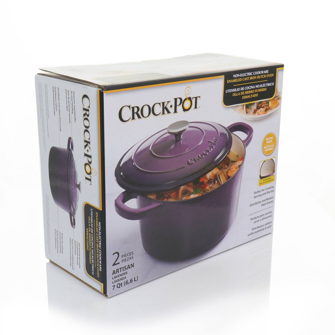 Cocotte en fonte émaillée Crock-Pot Artisan, 2 pièces, 5 litres, avec couvercle, couleur lavande
