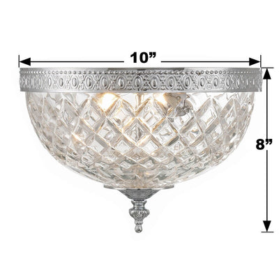 Plafonnier en cristal Crystorama à 2 lampes - 10 L x 8 H x 10 P