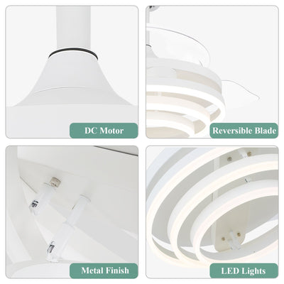 Ventilateur de plafond rétractable Cusp Barn 42 avec lumières et télécommande DIY Forme Fandelier Moderne Silencieux Moteur CC Plafonnier LED