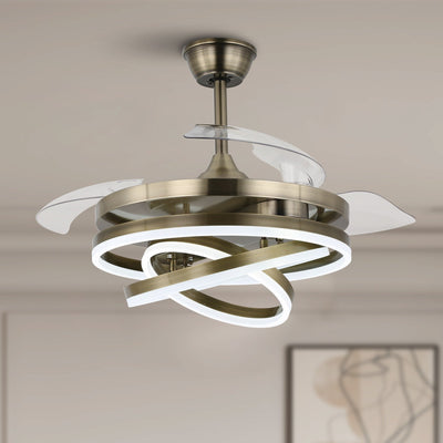 Ventilateur de plafond rétractable Cusp Barn 42 avec lumières et télécommande DIY Forme Fandelier Moderne Silencieux Moteur CC Plafonnier LED