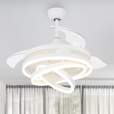 Ventilateur de plafond rétractable Cusp Barn 42 avec lumières et télécommande DIY Forme Fandelier Moderne Silencieux Moteur CC Plafonnier LED