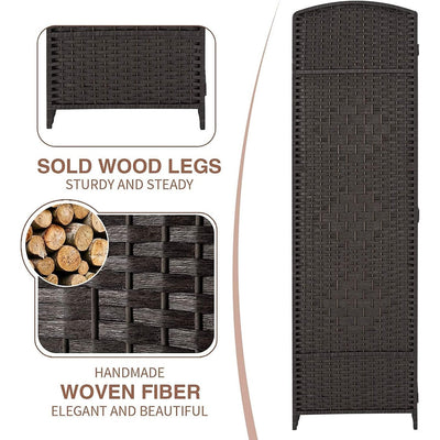 Paravent de séparation de pièce de 6 pieds de haut en fibre tissée, écran de confidentialité autoportant, écran pliant