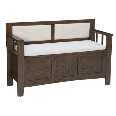 Banc d'entrée de rangement à plateau rabattable en bois de dahlia