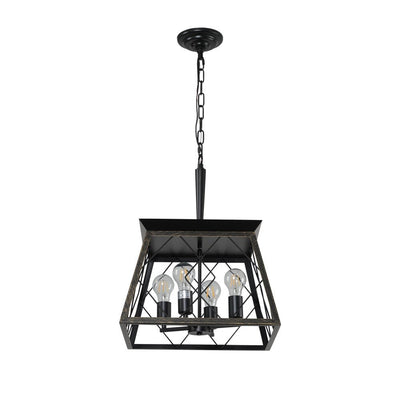 Lustre de style ferme à 4 lumières à intensité variable pour salle à manger, sans ampoule