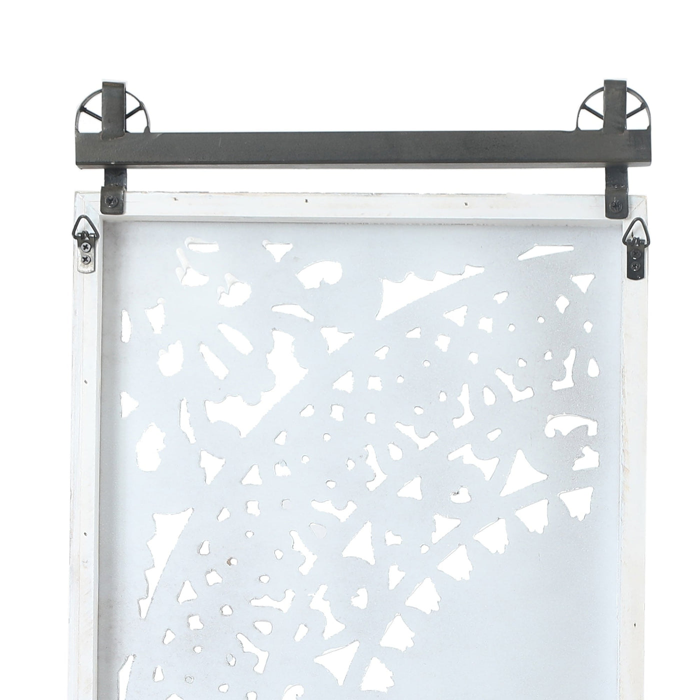 Décoration murale en bois blanc ivoire vieilli avec des accents noirs (lot de 2)