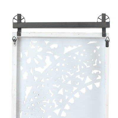 Décoration murale en bois blanc ivoire vieilli avec des accents noirs (lot de 2)