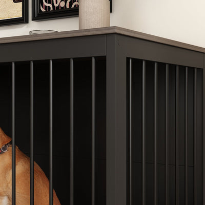 Meubles pour cage à chien - Niche en bois avec séparateur de pièce et 2 tiroirs