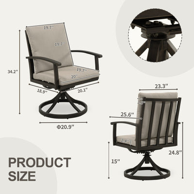 Ensemble de salle à manger de patio en aluminium EGEIROS LIFE AluLux 9 pièces avec 2 chaises pivotantes, 6 chaises et coussins lavables