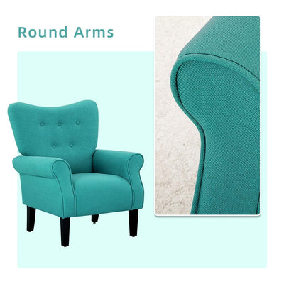 Fauteuil d'appoint moderne Erommy, fauteuil à dossier haut, canapé simple en tissu rembourré avec pieds en bois pour le salon