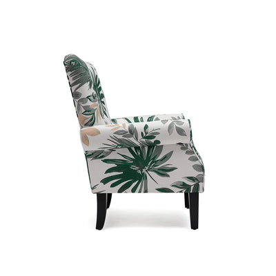Fauteuil d'appoint moderne Erommy, fauteuil à dossier haut, canapé simple en tissu rembourré avec pieds en bois pour le salon