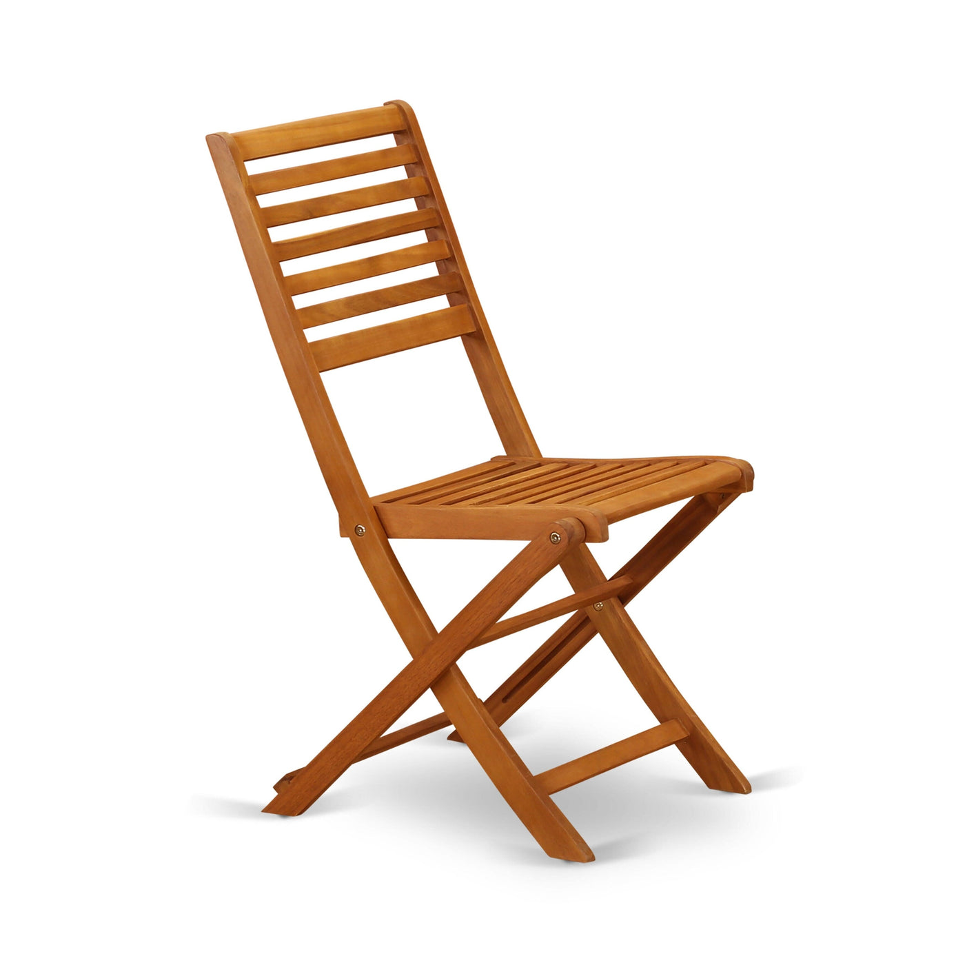 L'ensemble de bistrot de conversation d'extérieur East West Furniture comprend une table basse ronde en bois et 2 chaises pliantes, huile naturelle