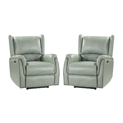 Fauteuil inclinable électrique en cuir véritable Eduardo avec port USB, lot de 2