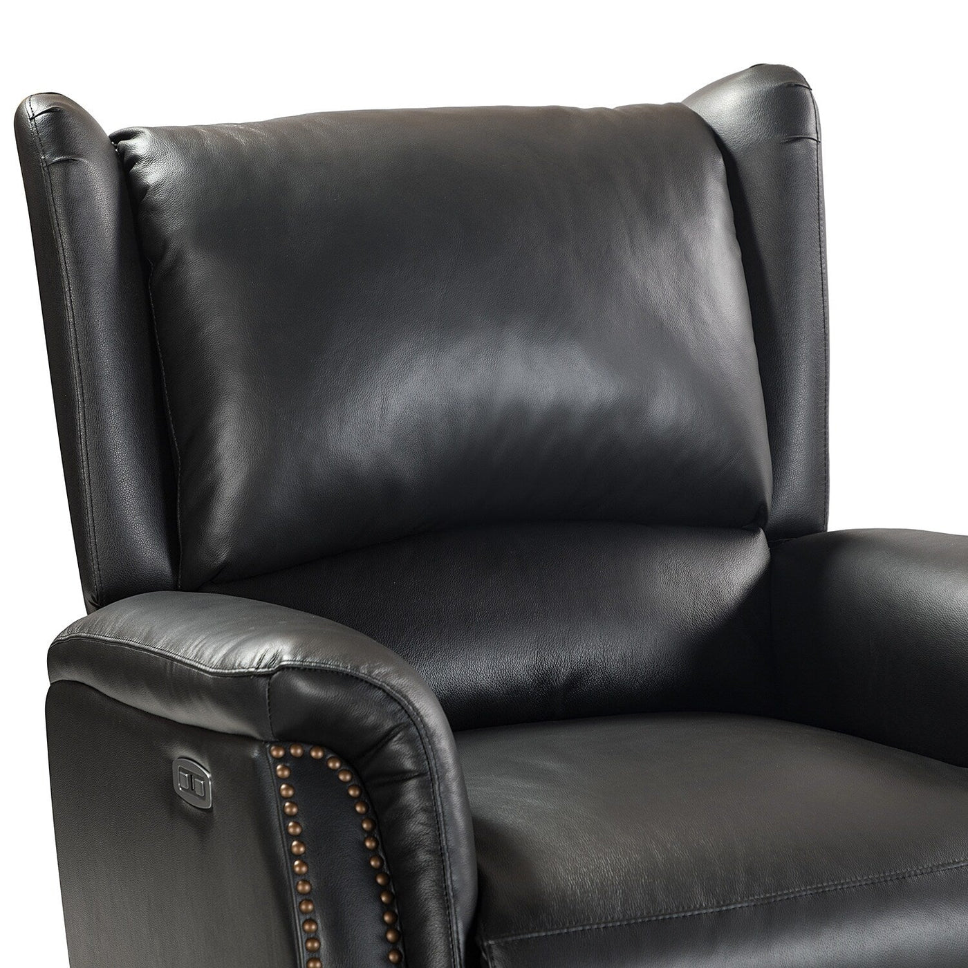 Fauteuil inclinable électrique en cuir véritable Eduardo avec port USB, lot de 2