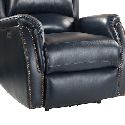 Fauteuil inclinable électrique en cuir véritable Eduardo avec port USB, lot de 2