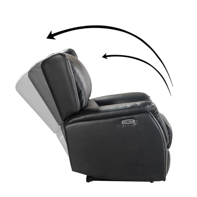 Fauteuil inclinable électrique en cuir véritable Eduardo avec port USB, lot de 2