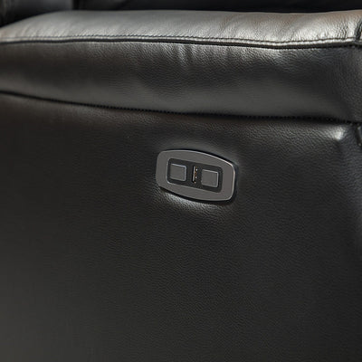 Fauteuil inclinable électrique en cuir véritable Eduardo avec port USB, lot de 2