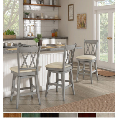 Tabouret de bar pivotant en bois Eleanor Double X Back par iNSPIRE Q Classic