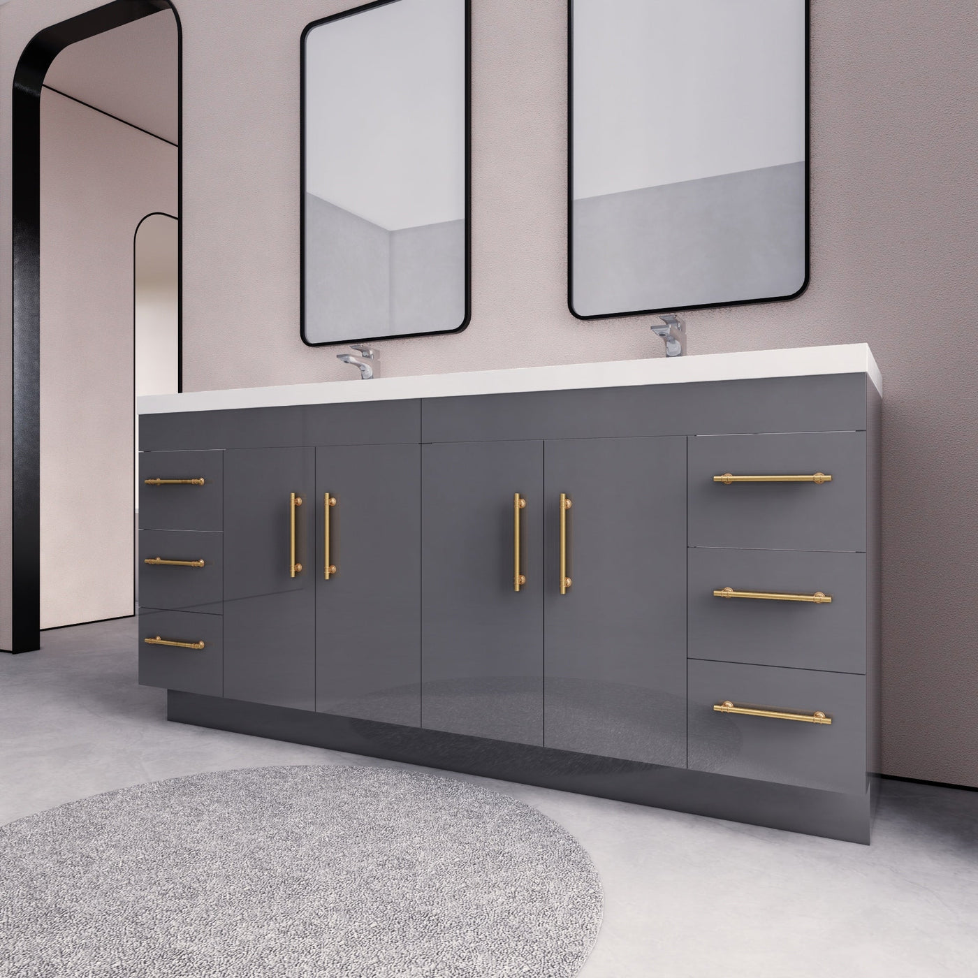 Meuble-lavabo autoportant Eliza de 72 po avec double vasque