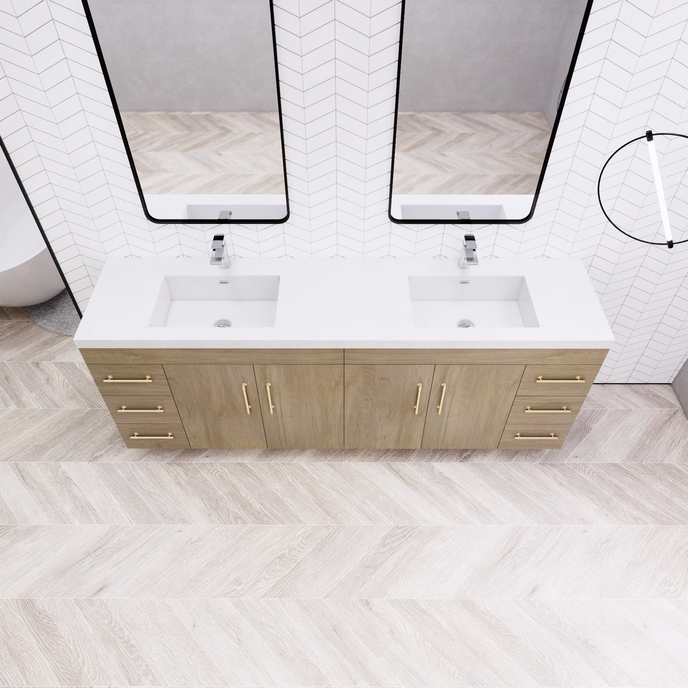 Meuble-lavabo autoportant Eliza de 72 po avec double vasque