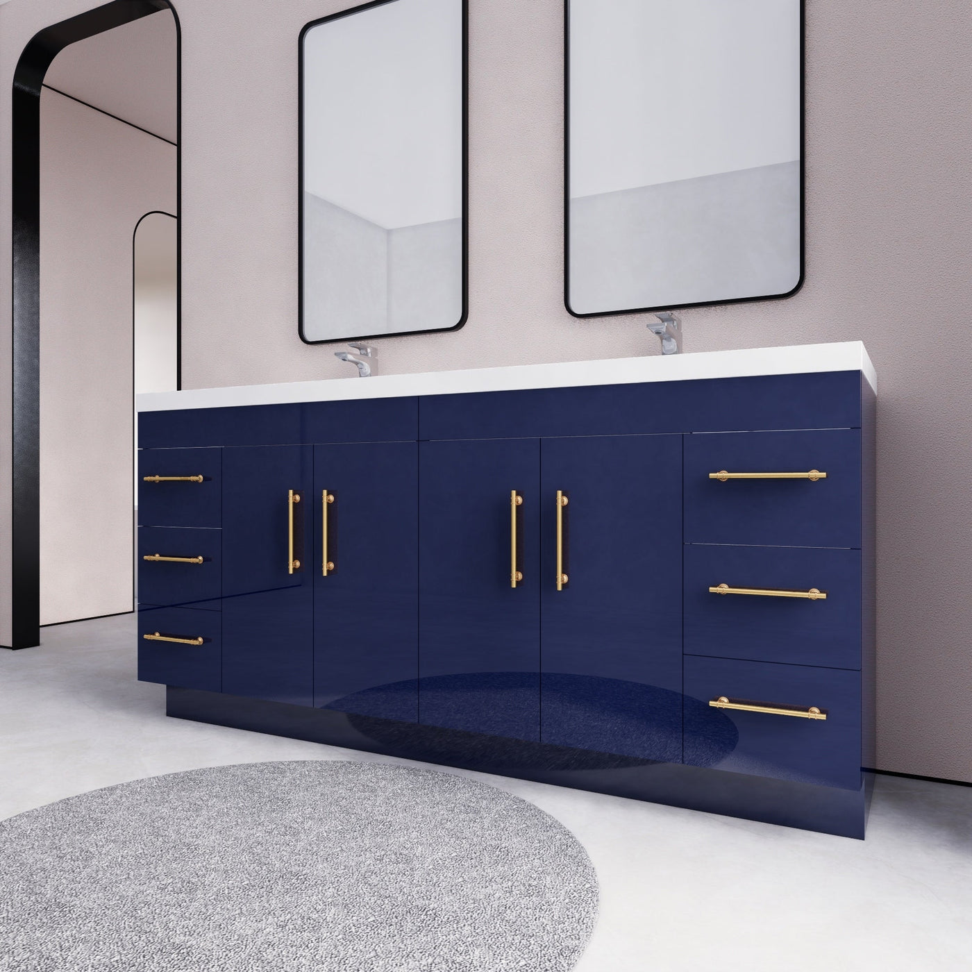 Meuble-lavabo autoportant Eliza de 72 po avec double vasque