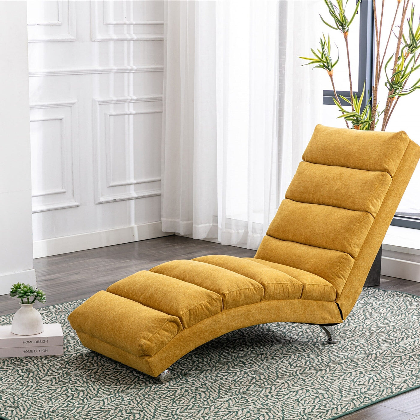 Chaise longue de massage ergonomique en lin, inclinable, capitonnée et rembourrée, avec télécommande et 5 modes de vibration