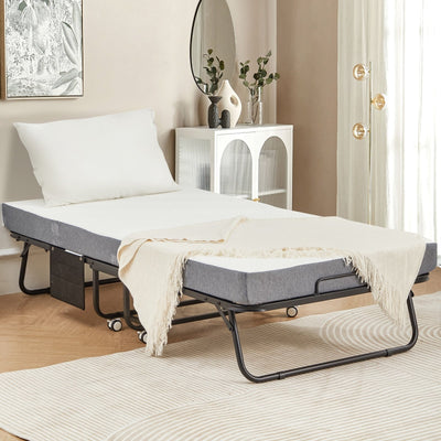 Lit pliant Erommy avec matelas en mousse à mémoire de forme : lit d'appoint pliable portable pour adultes avec matelas luxueux en mousse à mémoire de forme de 5 pouces
