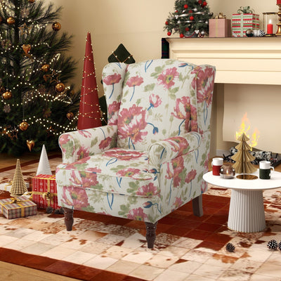 Fauteuil d'appoint moderne Erommy, fauteuil à dossier haut, canapé simple en tissu rembourré avec pieds en bois pour le salon