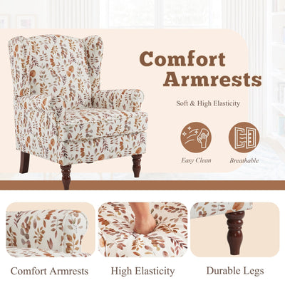 Fauteuil d'appoint moderne Erommy, fauteuil à dossier haut, canapé simple en tissu rembourré avec pieds en bois pour le salon