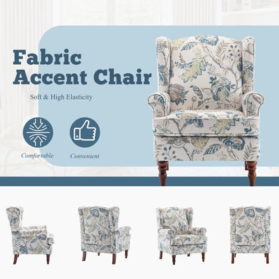 Fauteuil d'appoint moderne Erommy, fauteuil à dossier haut, canapé simple en tissu rembourré avec pieds en bois pour le salon