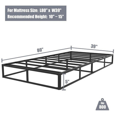 Ressort métallique à profil bas de 5 pouces, structure robuste avec revêtement gris
