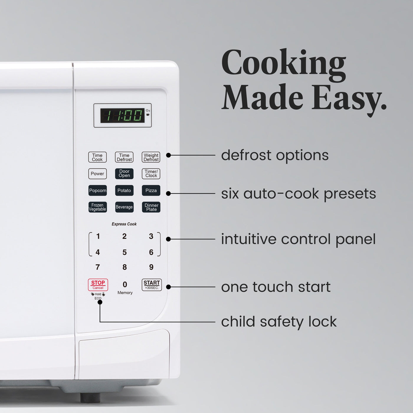 Four à micro-ondes de comptoir Farberware de 1 000 W et 1,1 pi³ avec éclairage LED et verrouillage enfant