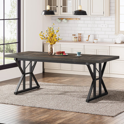 Table à manger de ferme pour 6 personnes, table de cuisine rectangulaire en bois de 70,8 pouces