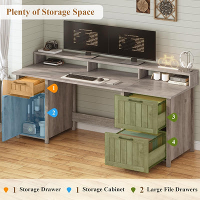 Bureau de direction de ferme Bureau à domicile Tiroir de classement Support d'écran Prise de courant