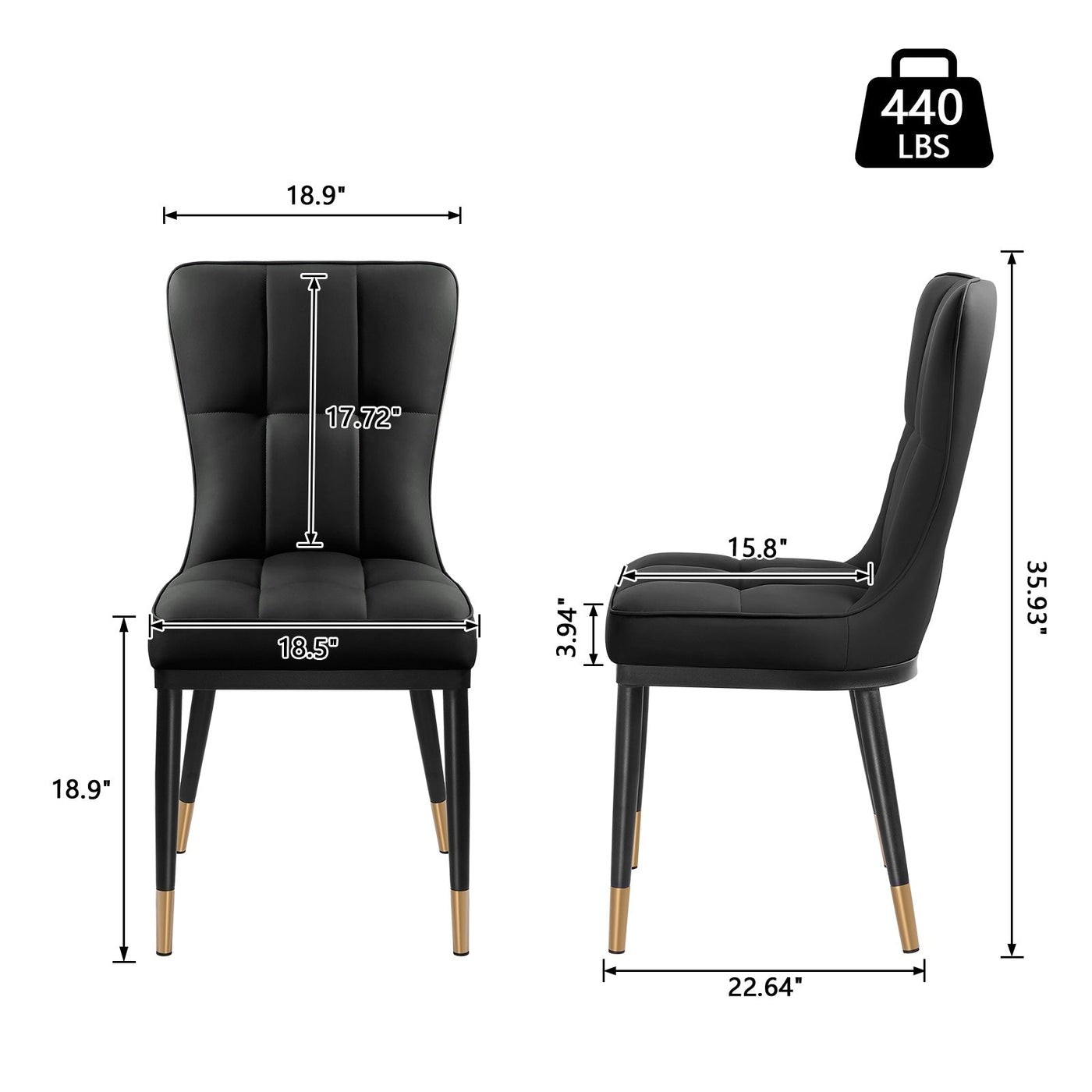 Lot de 2/4 chaises de salle à manger rembourrées en similicuir