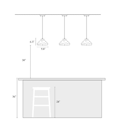 Suspension Flyn Modern à 1 ampoule en verre mercure pour îlot de cuisine