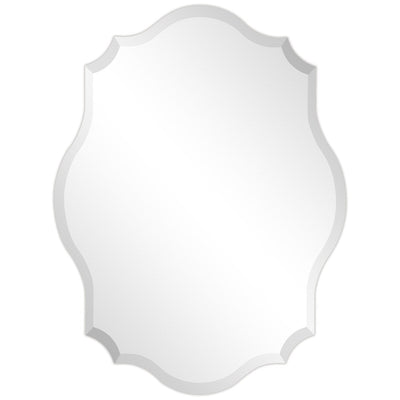 Miroir mural festonné élégant, oblong et biseauté, sans cadre