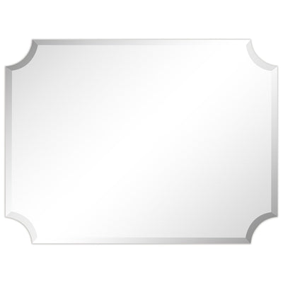 Miroir mural biseauté festonné rectangulaire sans cadre, pour salle de bain, coiffeuse, chambre à coucher, 1 bord biseauté - Transparent