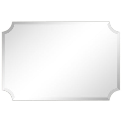 Miroir mural biseauté festonné rectangulaire sans cadre, pour salle de bain, coiffeuse, chambre à coucher, 1 bord biseauté - Transparent