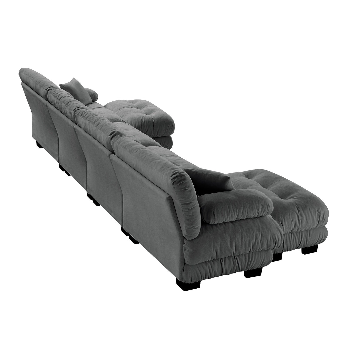 Canapé modulable 4 places en chenille avec 2 poufs et oreiller pour le salon