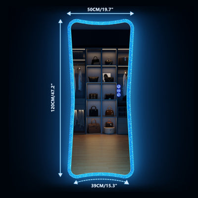 Miroir pleine longueur avec lumières RVB - Blanc