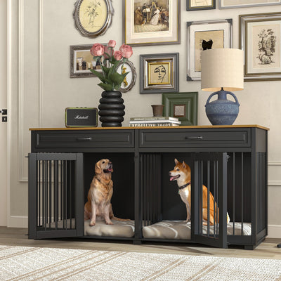 Cage pour chien de style meuble, niche en bois de 64,5 pouces pour grand chien
