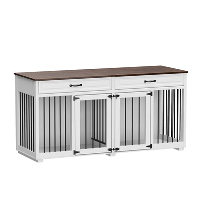 Cage pour chien de style meuble, niche en bois de 64,5 pouces pour grand chien