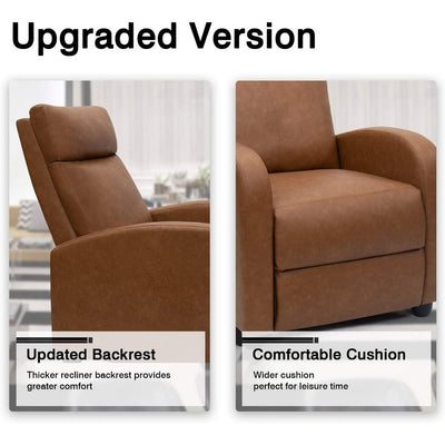 Canapé inclinable en cuir PU Furniwell avec siège et dossier rembourrés.