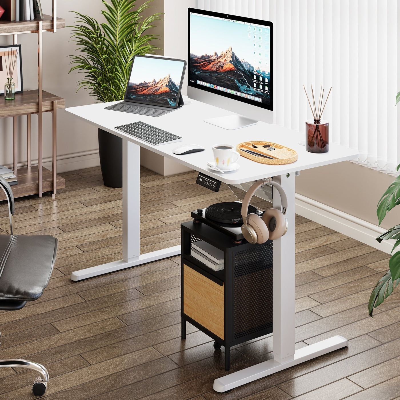 Bureau debout électrique réglable en hauteur Futzca, bureau assis-debout pour ordinateur avec panneau d'épissure