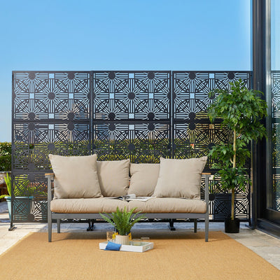 Paravent de confidentialité à 3 panneaux galvanisé à motifs floraux de 6 pieds de Glitzhome