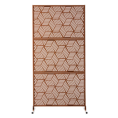 Paravent de confidentialité à 3 panneaux galvanisé à motifs floraux de 6 pieds de Glitzhome