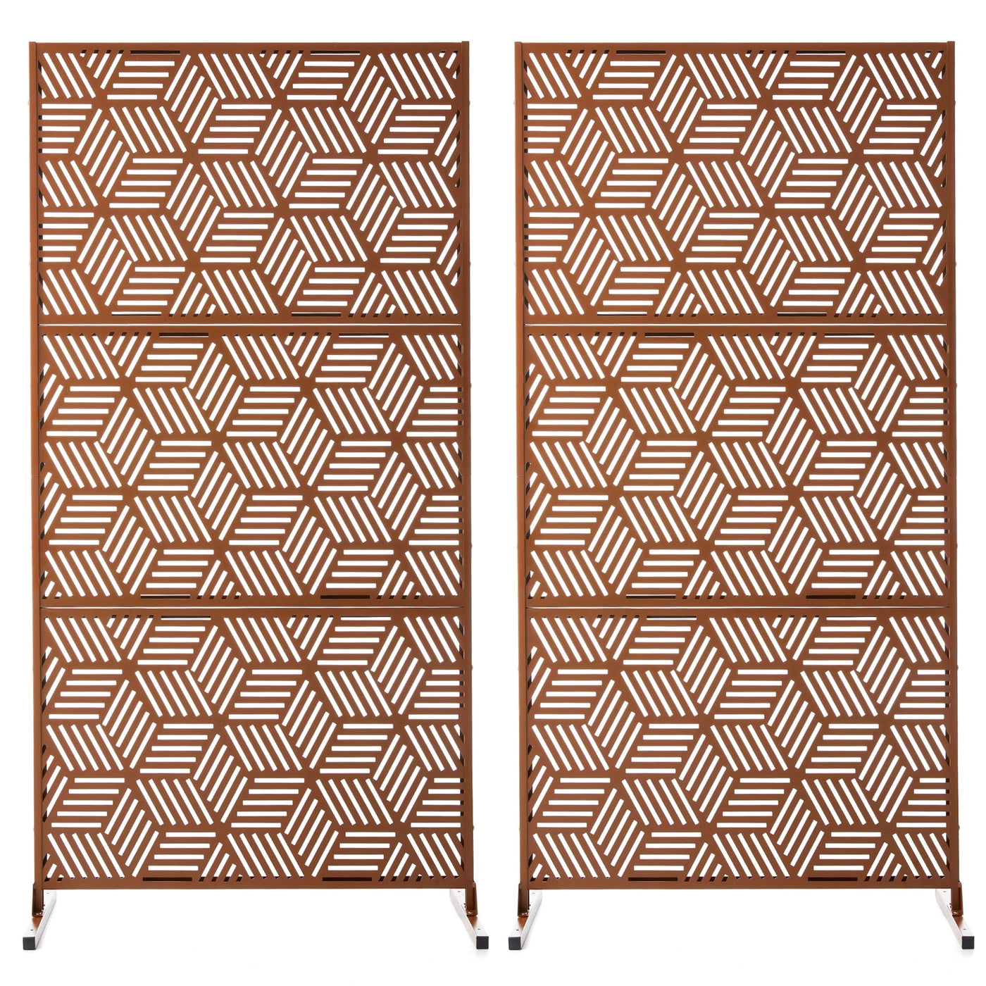 Paravent de confidentialité à 3 panneaux galvanisé à motifs floraux de 6 pieds de Glitzhome